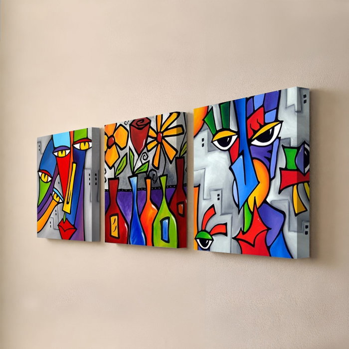 Wallity DRPRC02 Conjunto de 3 Pinturas Decorativas en Lienzo Multicolor Wallity DRPRC02 Conjunto de 3 Pinturas Decorativas en Lienzo Multicolor